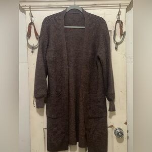 Cozy Brown Knit Cardigan Sweater (Like New)